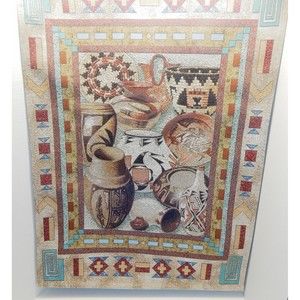 Pueblo Tapestry Wall Hanging Pottery Southwestern Home Decor